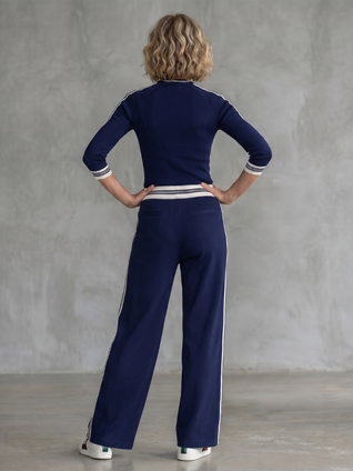 Elena | Conjunto de top ajustado de manga larga y pantalones de pierna ancha