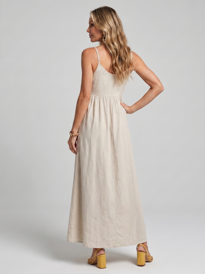 Soledad | Vestido midi con tirantes finos y falda fluida