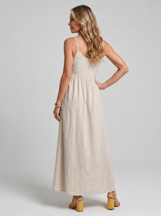 Soledad | Vestido midi con tirantes finos y falda fluida
