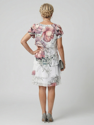 Avery | Vestido floral de largo a la rodilla con diseño limpio