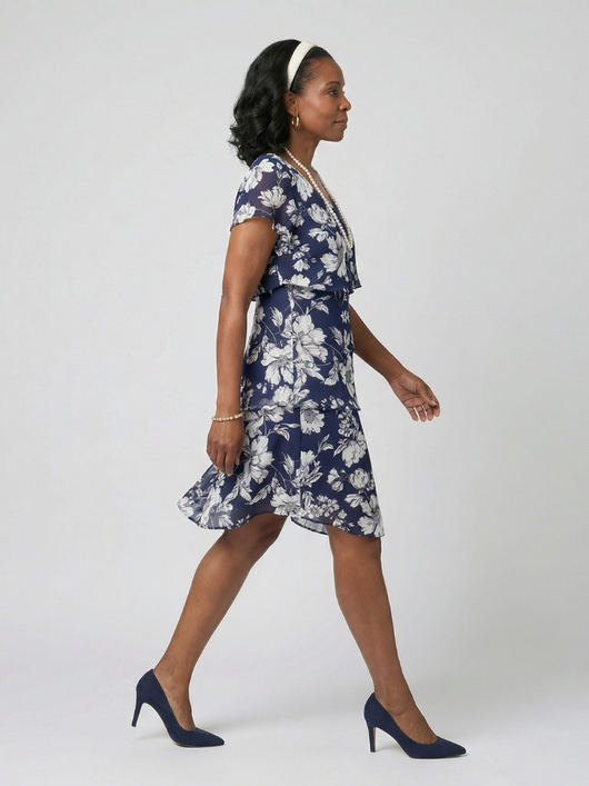 Riley | Vestido floral discreto hasta la rodilla