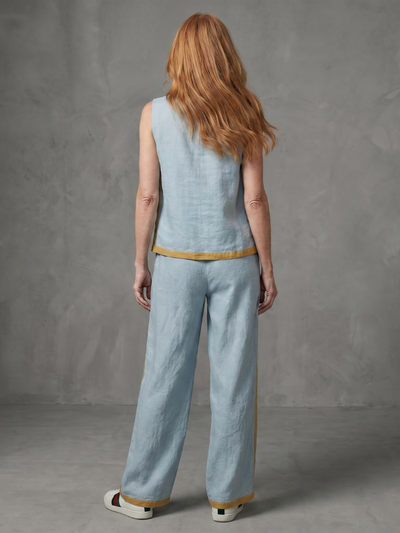 Isabel | Conjunto de top sin mangas y pantalones de pierna ancha con contraste