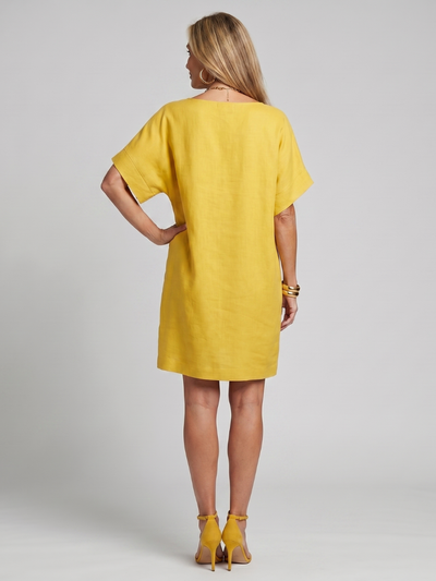 Calixta | Vestido de manga corta con bolsillos de parche, largo a la rodilla