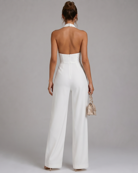 Nymera | Mono sin mangas de cuello halter de pierna ancha