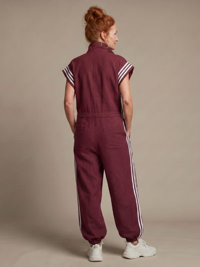 Lola | Mono con cremallera frontal y panel de rayas