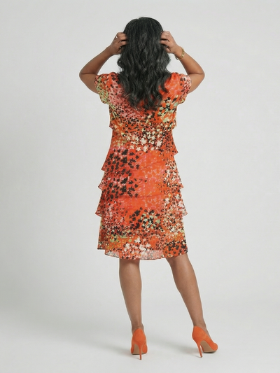 Hannah | Vestido moteado en capas a la rodilla