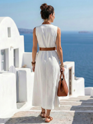 Teba | Vestido midi con línea de contraste
