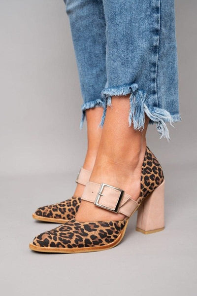 Isabel™ | Tacones de bloque con estampado de leopardo audaz
