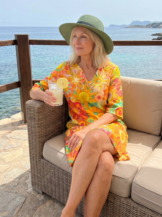 Zéfira | Vestido a la rodilla con estampado floral multicolor