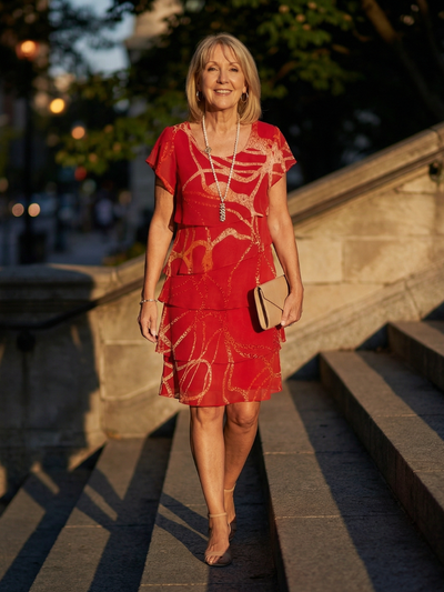 Lillian | Vestido suave de diseño abstracto a la rodilla