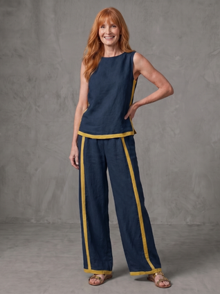 Isabel | Conjunto de top sin mangas y pantalones de pierna ancha con contraste