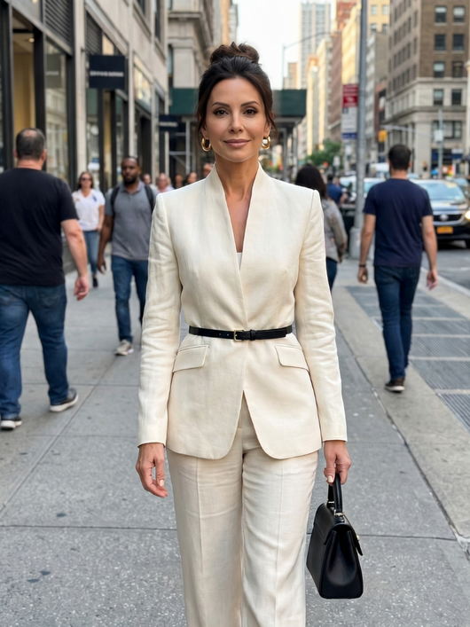 Diana | Traje a medida con cuello de pie estructurado