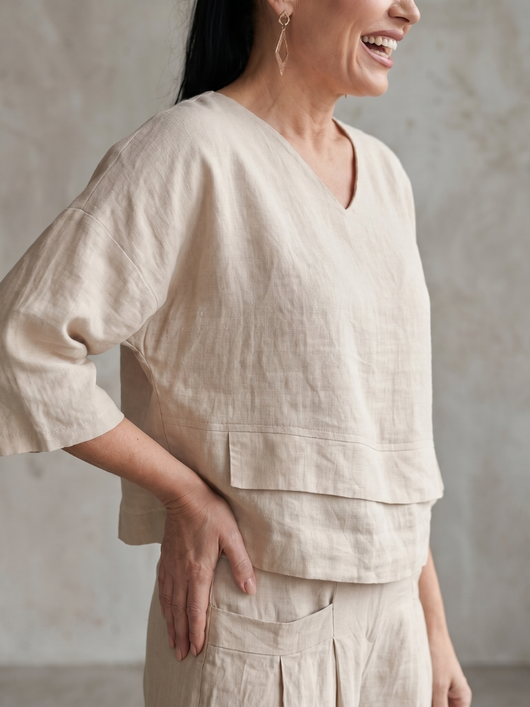 Rocío | Conjunto de top en capas y pantalón de pierna ancha