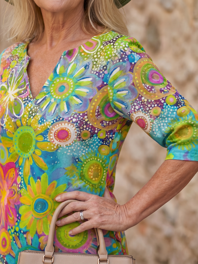 Zéfira | Vestido a la rodilla con estampado floral multicolor