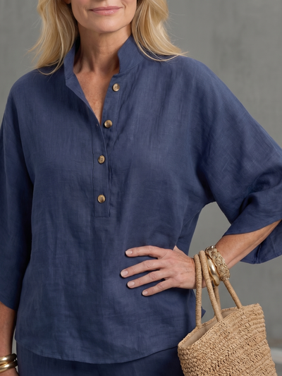 Amparo | Conjunto de túnica y pantalón de corte relajado con botones frontales