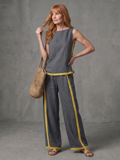 Isabel | Conjunto de top sin mangas y pantalones de pierna ancha con contraste
