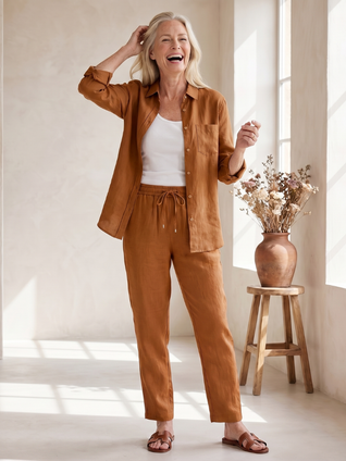 Nora | Conjunto de camisa de manga larga y pantalones entallados