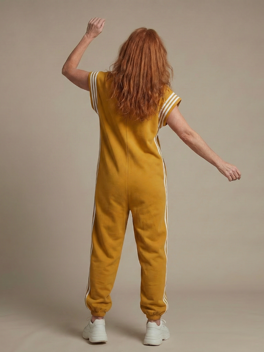 Lola | Mono con cremallera frontal y panel de rayas