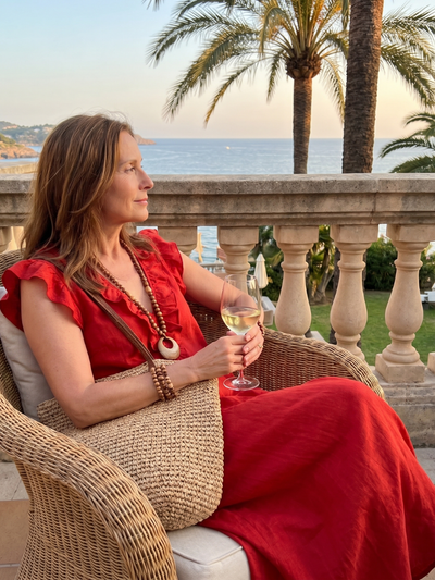 Adelaida | Vestido midi sin mangas con ribete de volantes en el cuello