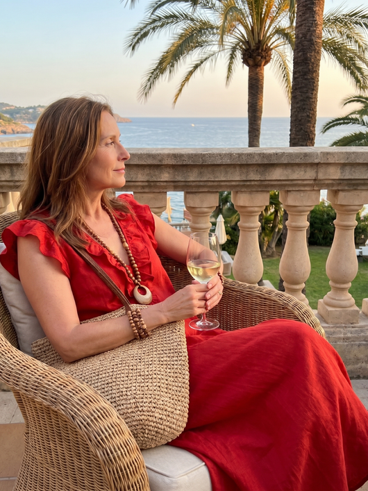 Adelaida | Vestido midi sin mangas con ribete de volantes en el cuello