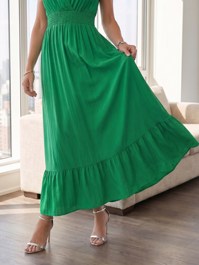 Clotilde | Vestido midi con mangas de volantes y cintura fruncida