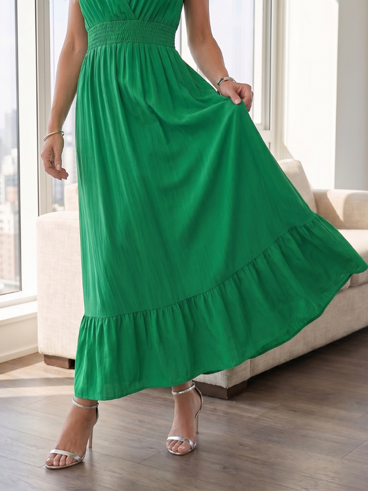 Clotilde | Vestido midi con mangas de volantes y cintura fruncida