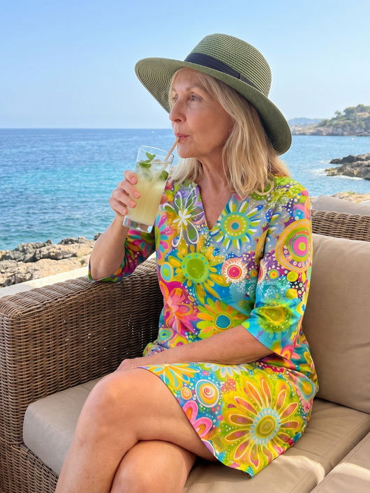Zéfira | Vestido a la rodilla con estampado floral multicolor