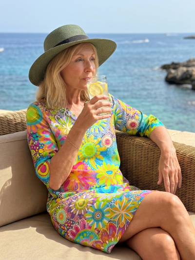 Zéfira | Vestido a la rodilla con estampado floral multicolor