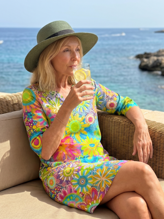 Zéfira | Vestido a la rodilla con estampado floral multicolor