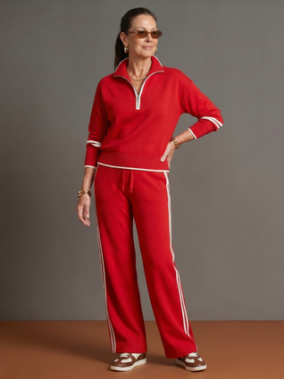 Lluvia | Top de cuello con cremallera de manga larga y pantalones con franja lateral - conjunto
