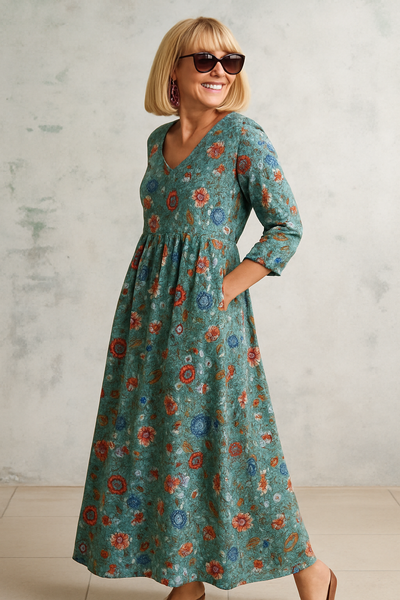 Elsie | Vestido vintage holgado con bolsillos