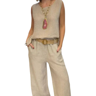 Paloma | Conjunto bohemio de top sin mangas y pantalones recortados