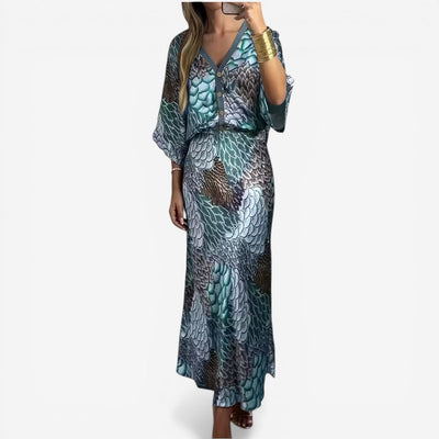 Cristina™ Vestido midi estampado fluido