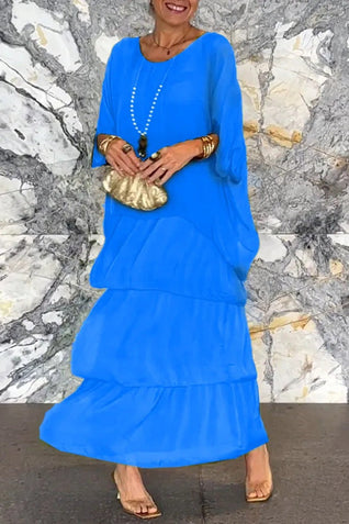 Vestido de capas Nora - Azul