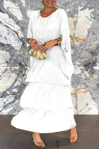 Nora Vestido de Capas - Blanco