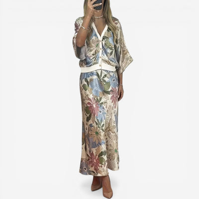 Cristina™ Vestido midi estampado fluido