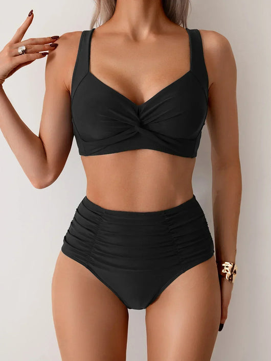 Nicole | Bikini bandeau con tela fruncida