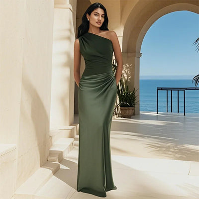 Luna™ | Vestido maxi de satén con abertura