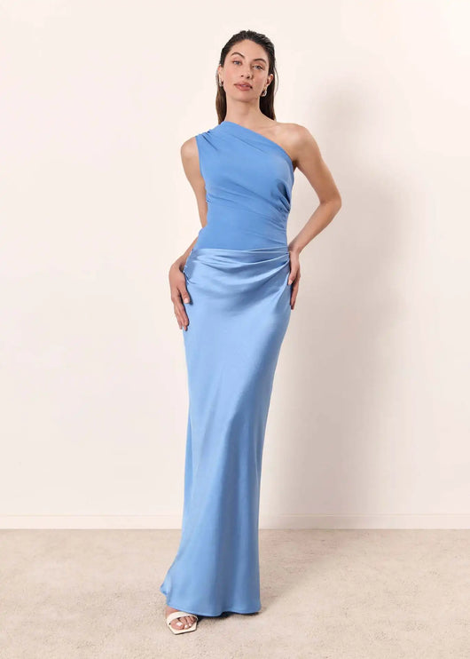 Luna™ | Vestido maxi de satén con abertura