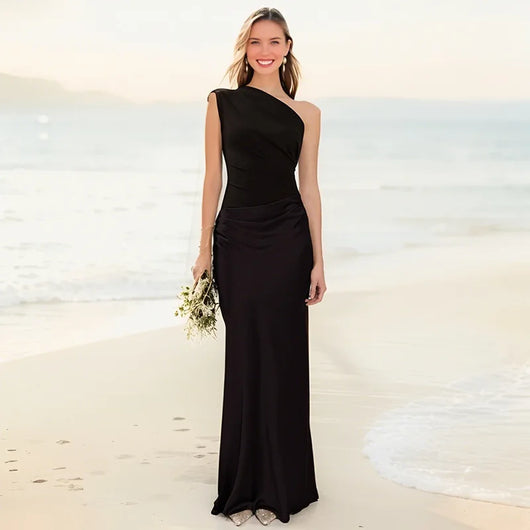 Luna™ | Vestido maxi de satén con abertura