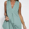 Vestido maxi sin mangas con escote en V y abertura, tallas grandes