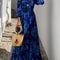 Luna™ | Vestido largo con estampado floral y mangas con hombros descubiertos