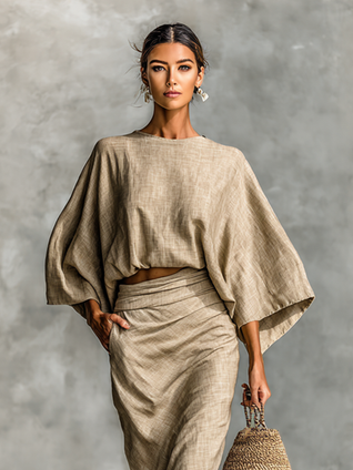 Selene | Top de mangas murciélago suave y falda maxi, conjunto de dos piezas