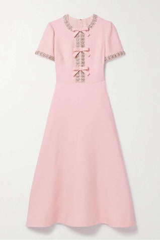 Aria™ | Vestido midi con lazo adornado con cristales